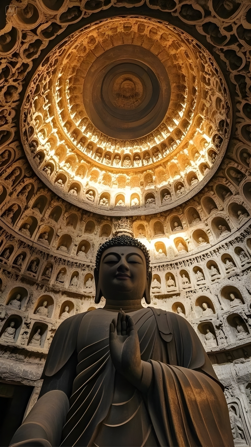 Hình Phật A Di Đà tranh vẽ tinh tế và trang nghiêm