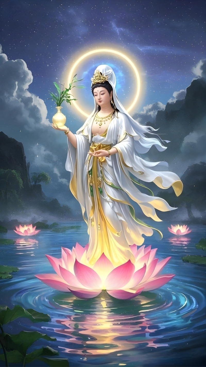 Hình Quan Thế Âm Bồ Tát 3D tỏa sáng từ bi và trí tuệ