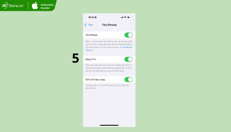 Bật iPhone is Findable