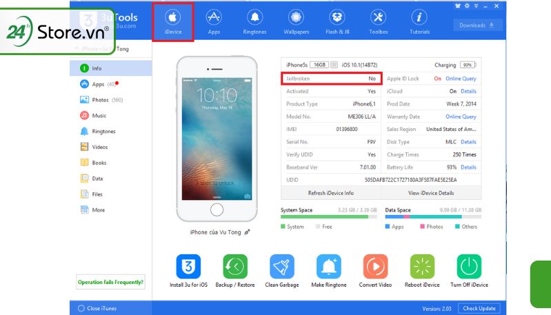 Cách kiểm tra iPhone đã bị Jailbreak hay chưa bằng 3utools Cách kiểm tra iPhone đã bị Jailbreak hay chưa bằng 3utools