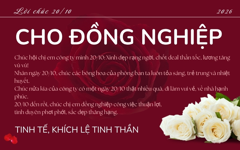 lời chúc 20/10 tặng cho đồng nghiệp nữ