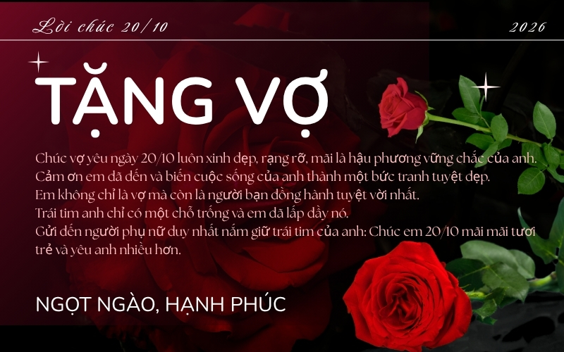 lời chúc 20/10 tặng cho vợ