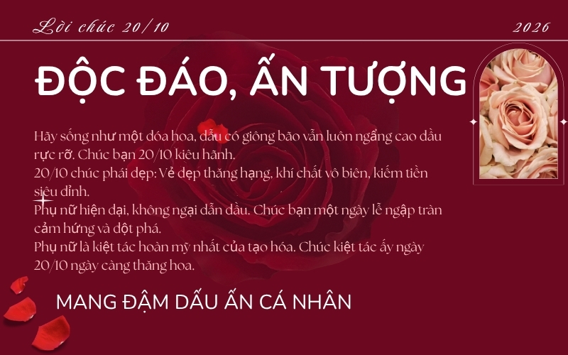lời chúc 20/10 độc đáo ấn tượng