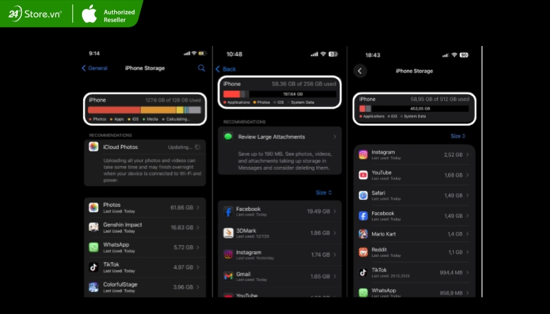 xem dung lượng iphone cũ bao nhiêu gb
