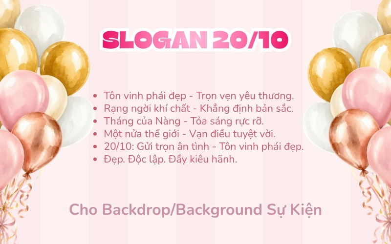 slogan 20/10 thiết kế backdrop, bacground