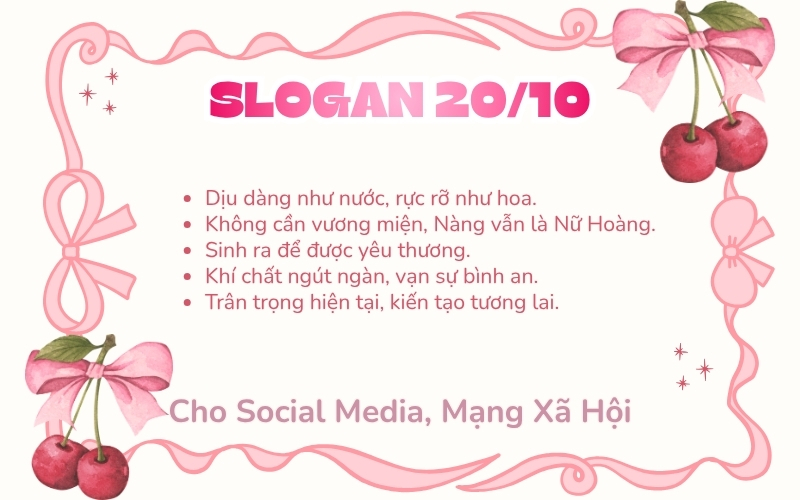 slogan 20/10 cho social, post mạng xã hội