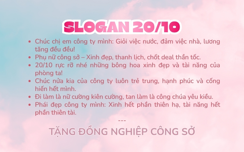 slogan 20/10 tặng đồng nghiệp