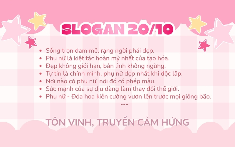 slogan 20/10 tôn vinh truyền cảm hứng