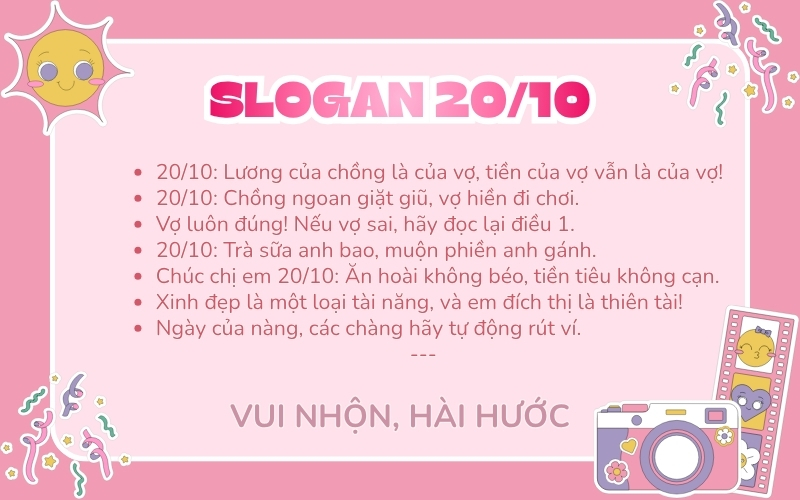 slogan 20/10 hài hước vui nhộn