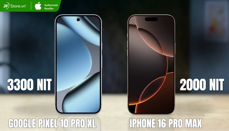 So sánh độ sáng tối đa Pixel 10 Pro XL và iPhone 16 Pro Max