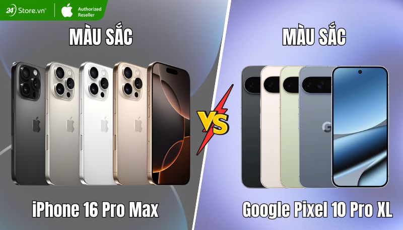 so sánh thiết kế pixel 10 Pro XL và iPhone 16 Pro Max