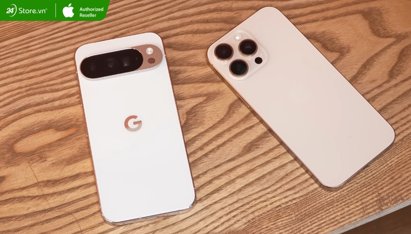 Thiết kế mặt sau Pixel 10 Pro XL và iPhone 16 Pro Max