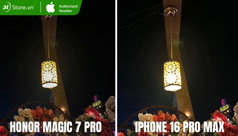 Hình chụp ban đêm HONOR Magic 7 pro và iPhone 16 Pro Max