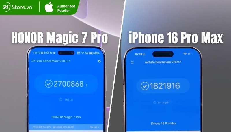So sánh hiệu năng iPhone 16 Max và HONOR Magic 7 Pro