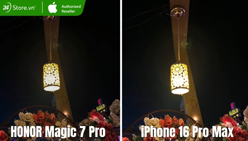 Hình chụp ban đêm HONOR Magic 7 pro và iPhone 16 Pro Max