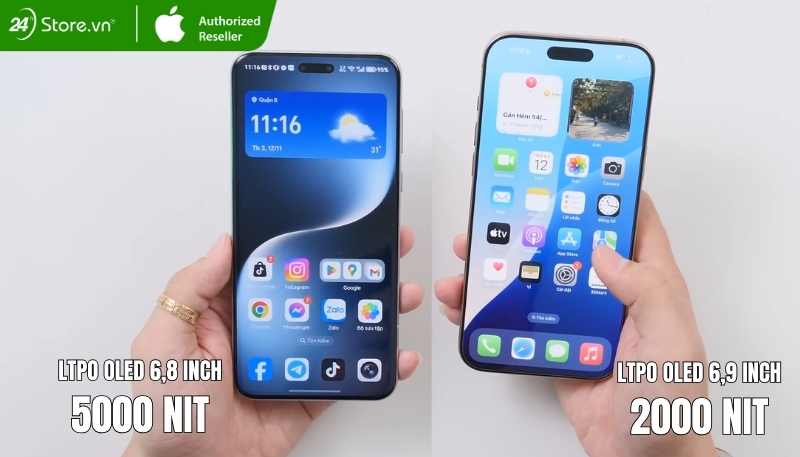 So sánh màn hình iPhone 16 Pro Max và HONOR Magic 7 Pro