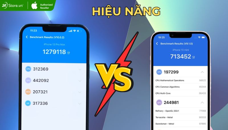 So sánh hiệu năng iPhone 13 Pro Max và iPhone 13 Mini