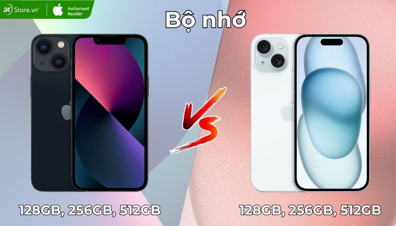 so sánh bộ nhớ iPhone 13 và 15