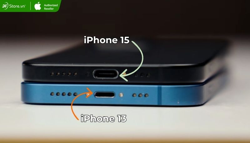 so sánh cổng sạc iPhone 13 và 15