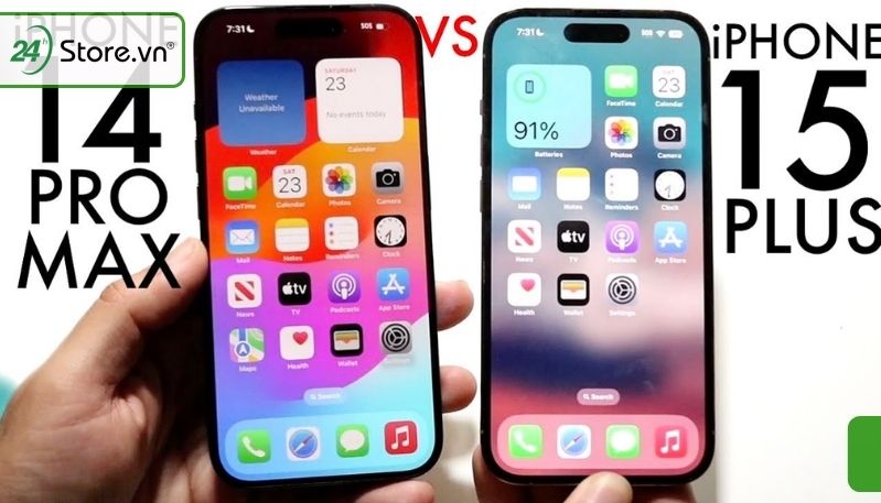 so sánh iphone 15 plus và iphone 14 pro max