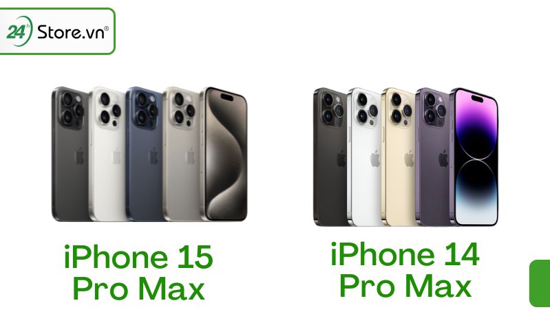 so sánh màu sắc iphone 15 pro max và 14 pro max