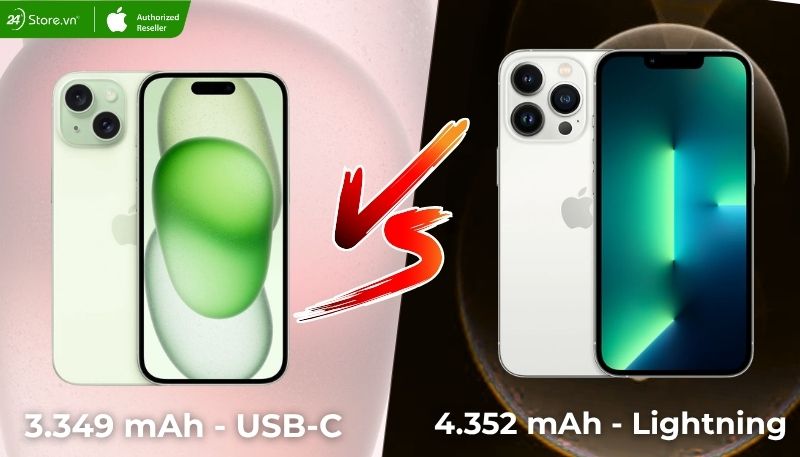 So sánh iPhone 15 và 13 Pro Max về pin