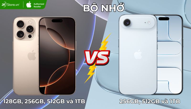 So sánh bộ nhớ iPhone Air và iPhone 16 Pro