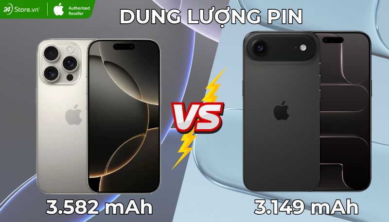 So sánh dung lượng pin iPhone Air và iPhone 16 Pro
