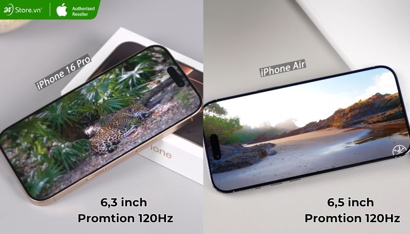 So sánh màn hình iPhone Air và iPhone 16 Pro