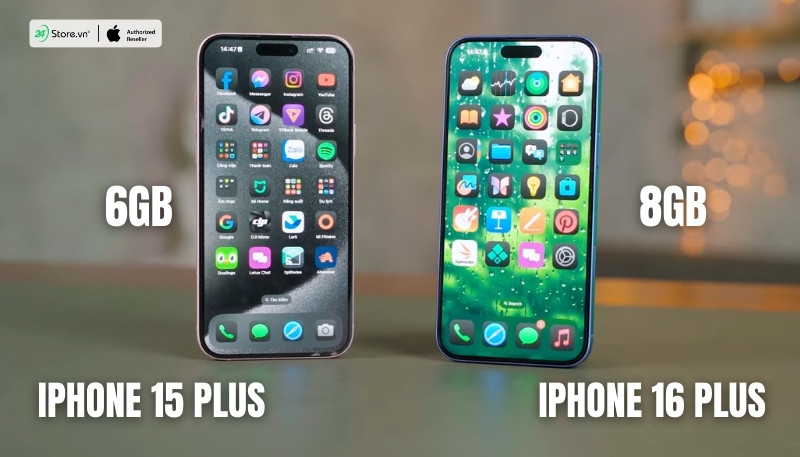 so sánh iphone 16 plus và iphone 15 plus ram bao nhiêu