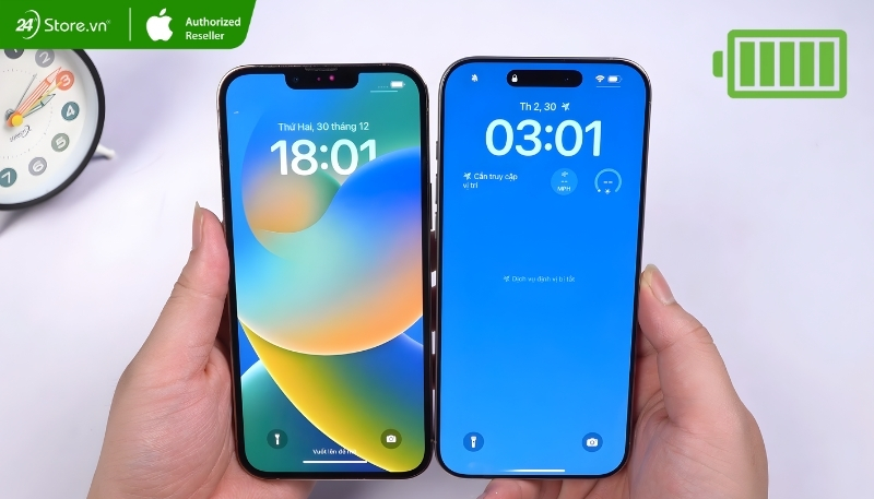 Pin iPhone 13 Pro Max và iPhone 16 Pro Max