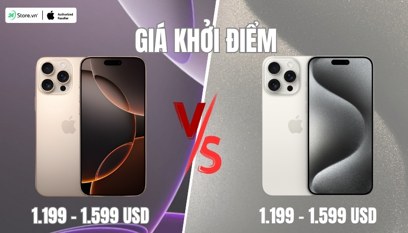 so sánh giá bán iphone 16 pro max và iphone 15 pro max