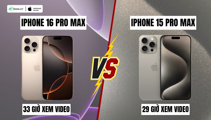 so sánh pin và sạc iphone 16 pro max và iphone 15 pro max