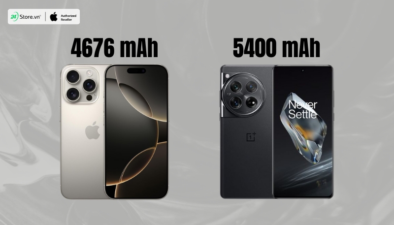 So sánh OnePlus 12 và iPhone 16 Pro Max về pin