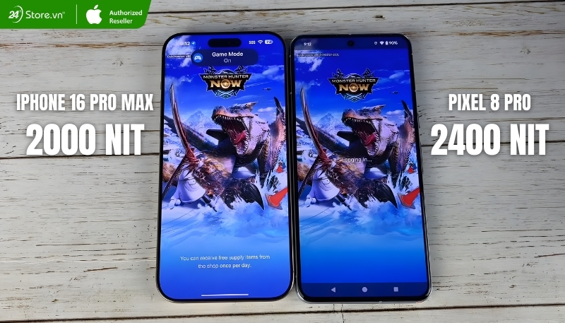 So sánh độ sáng tối đa iPhone 16 Pro Max và Pixel 8 Pro