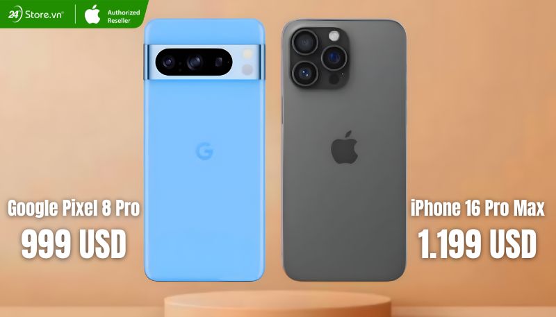 so sánh giá bán iPhone 16 Pro Max và Pixel 8 Pro