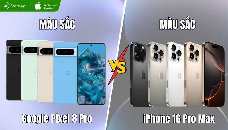 so sánh thiết kế google pixel 8 pro và iphone 16 pro max