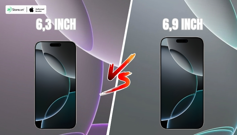 so sánh màn hình iphone 16 pro và iphone 16 pro max