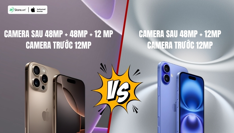 so sánh camera iphone 16 và iphone 16 pro max