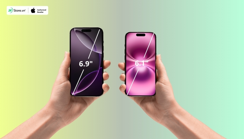 so sánh màn hình iphone 16 và iphone 16 pro max