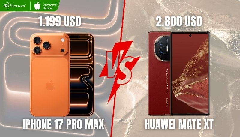 so sánh giá bán iphone 17 pro max và huawei mate xt