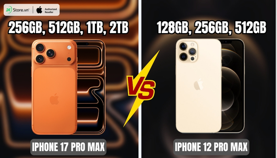 so sánh bộ nhớ iPhone 17 Pro Max với iphone 12 pro max