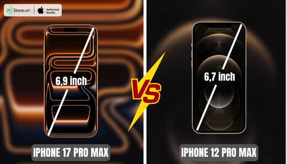 so sánh màn hình iPhone 12 Pro Max và iPhone 17 Pro Max