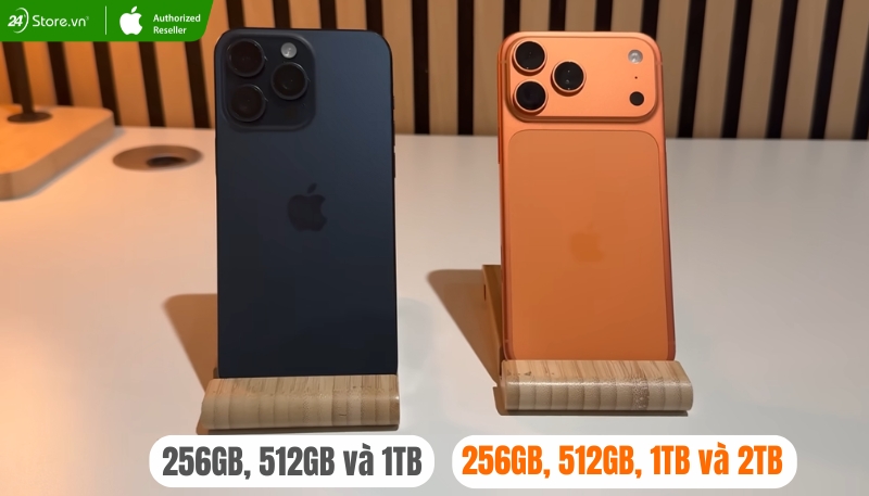 So sánh iPhone 17 Pro Max và iPhone 15 Pro Max về dung lượng bộ nhớ