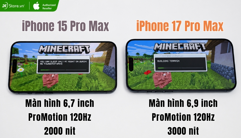 So sánh iPhone 17 Pro Max và iPhone 15 Pro Max về màn hình