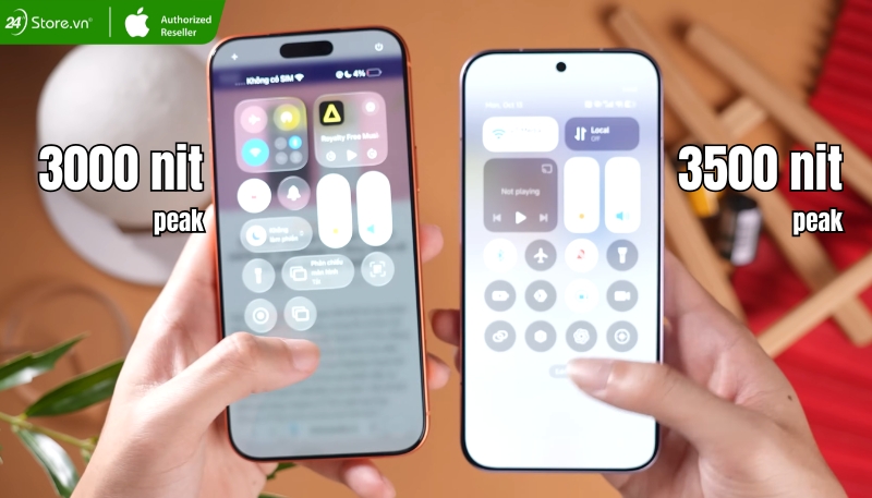 So sánh độ sáng tối đa của iPhone 17 Pro Max và Xiaomi 17 Pro Max