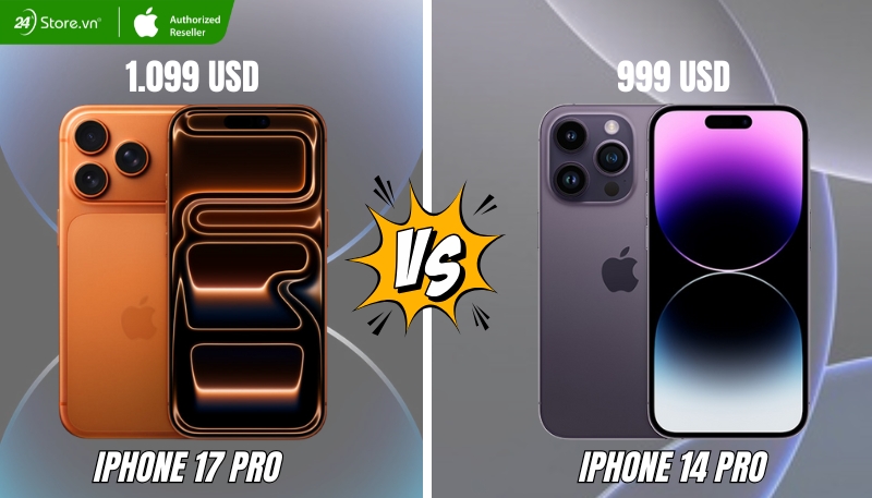 So sánh giá bán iPhone 17 Pro và iPhone 14 Pro