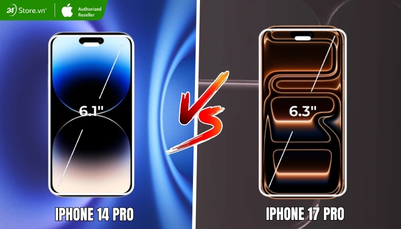 So sánh kích thước màn hình iPhone 17 Pro và iPhone 14 Pro