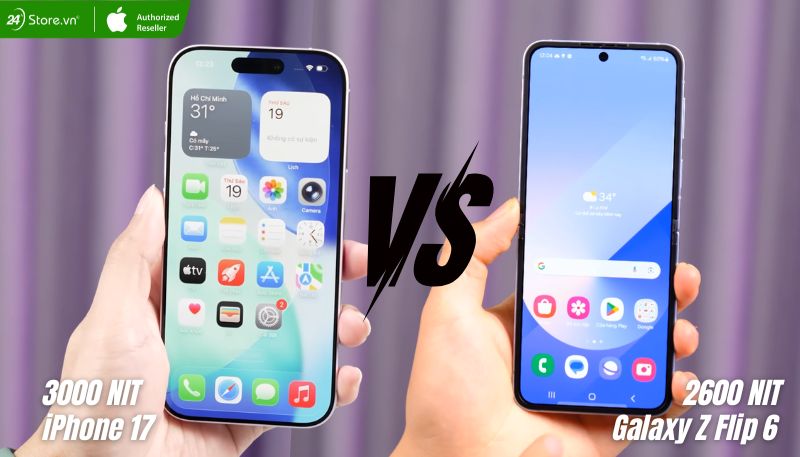 so sánh màn hình iPhone 16 và Galaxy Z Flip6