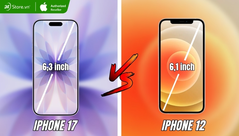 So sánh iPhone 17 và iPhone 12 màn hình